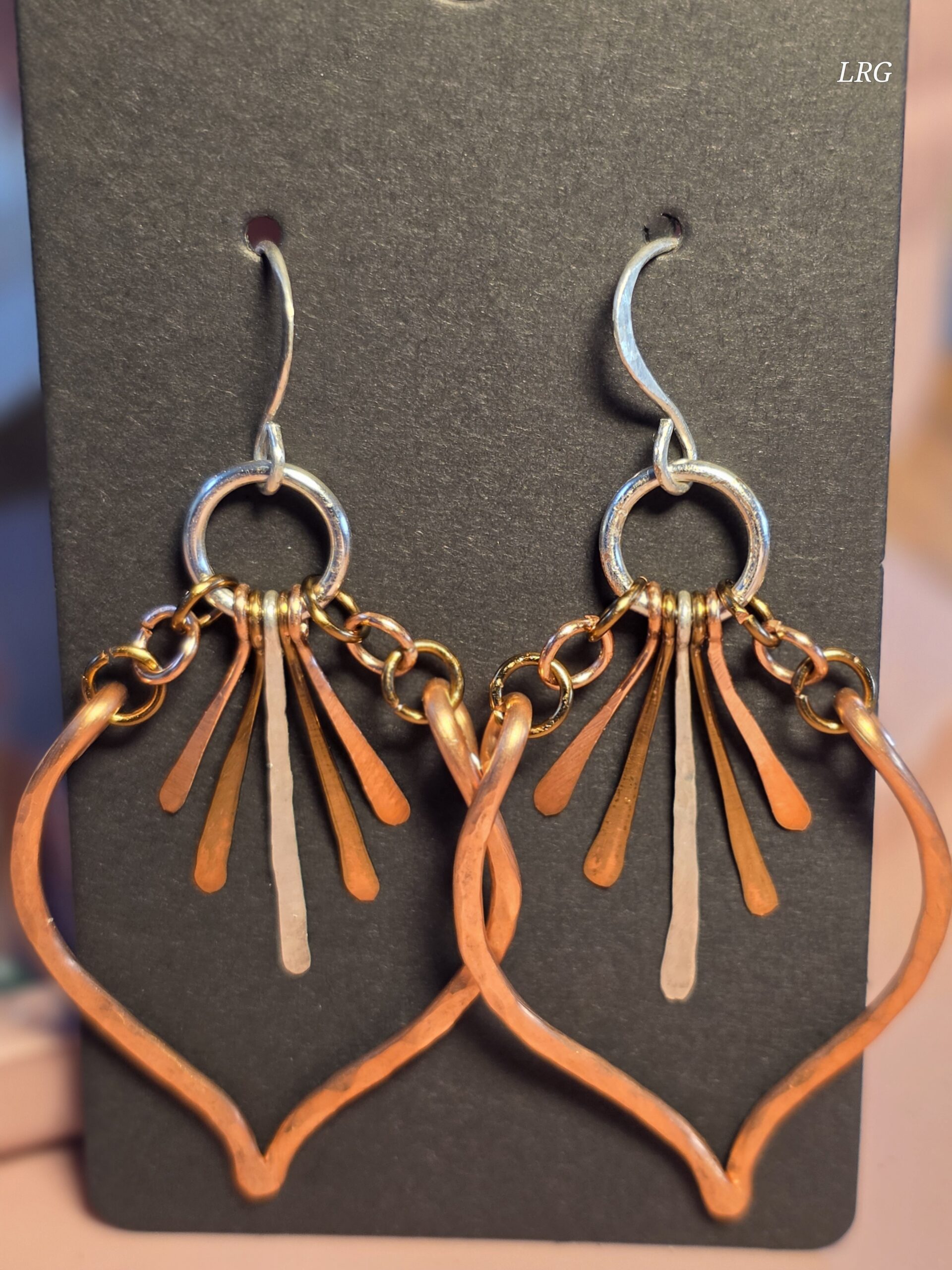 hammered copper and mixed metal earrings